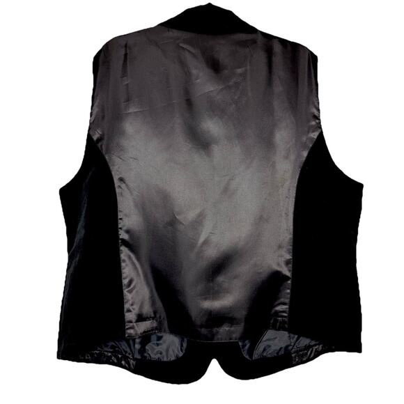 Elisabeth By Liz Claiborne Womens 18 Black Velvet Satin Vest Button Shawl Collar - Picture 3 of 5